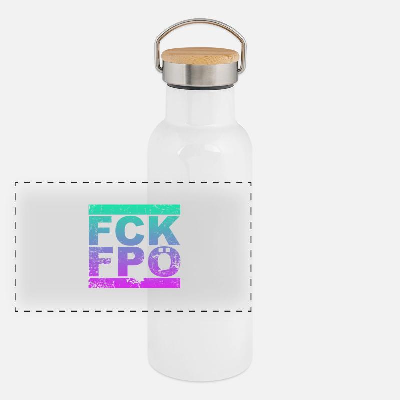 FCK FPÖ - Zeichen setzen gegen Rechts (vintage) Panorama Thermosflasche mit Bambusdeckel