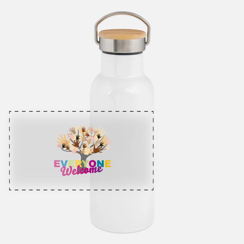 Everyone Welcome Panorama Thermosflasche mit Bambusdeckel