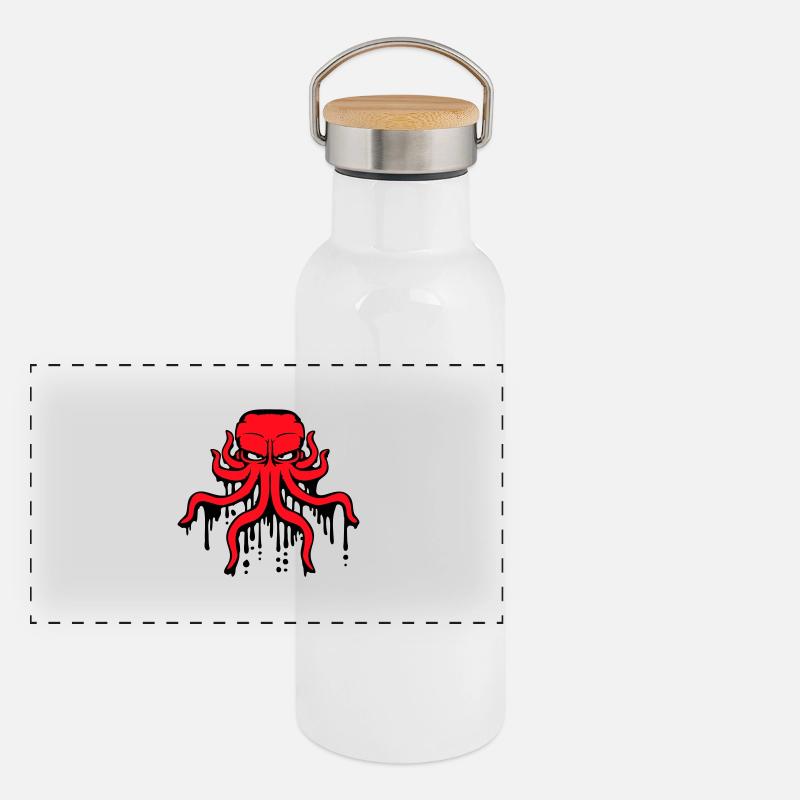 Octopus Graffiti Drop Spray Paint Squid Panoramic Thermal Bottle with Bamboo Lid
