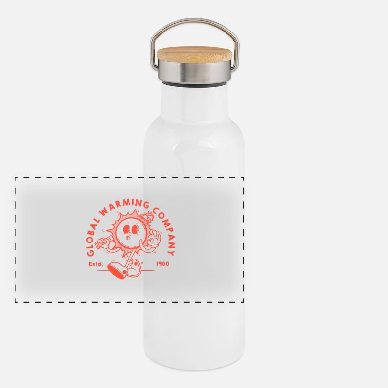 Globale Erwärmung 2 Panorama Thermosflasche mit Bambusdeckel
