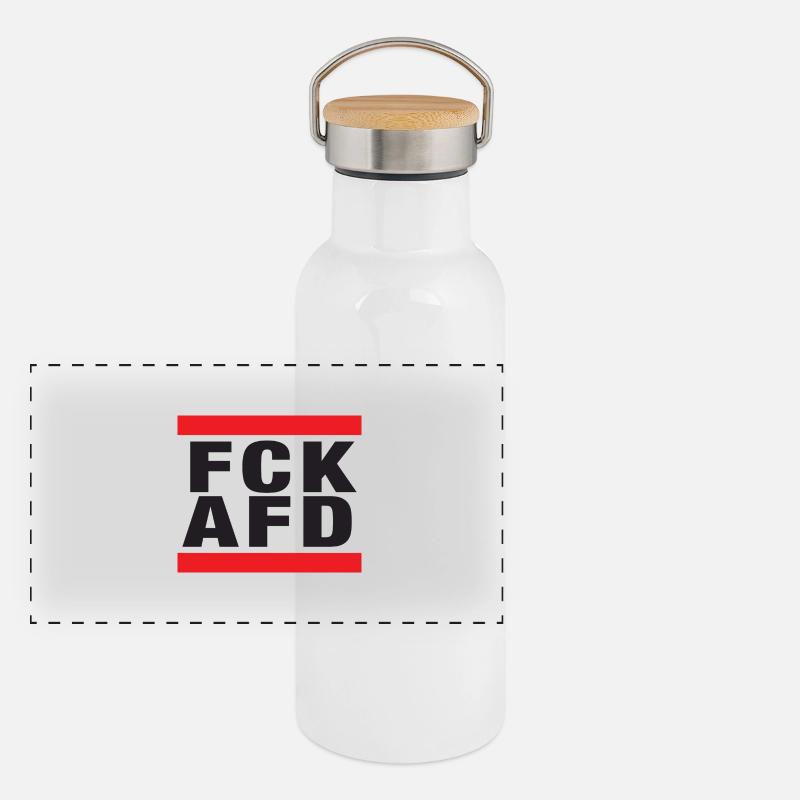 FCK AFD - Setting an example against the right, against Nazis Panoramic Thermal Bottle with Bamboo Lid