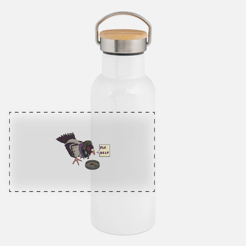 Pigeon triste Gourde isotherme avec bouchon en bambou