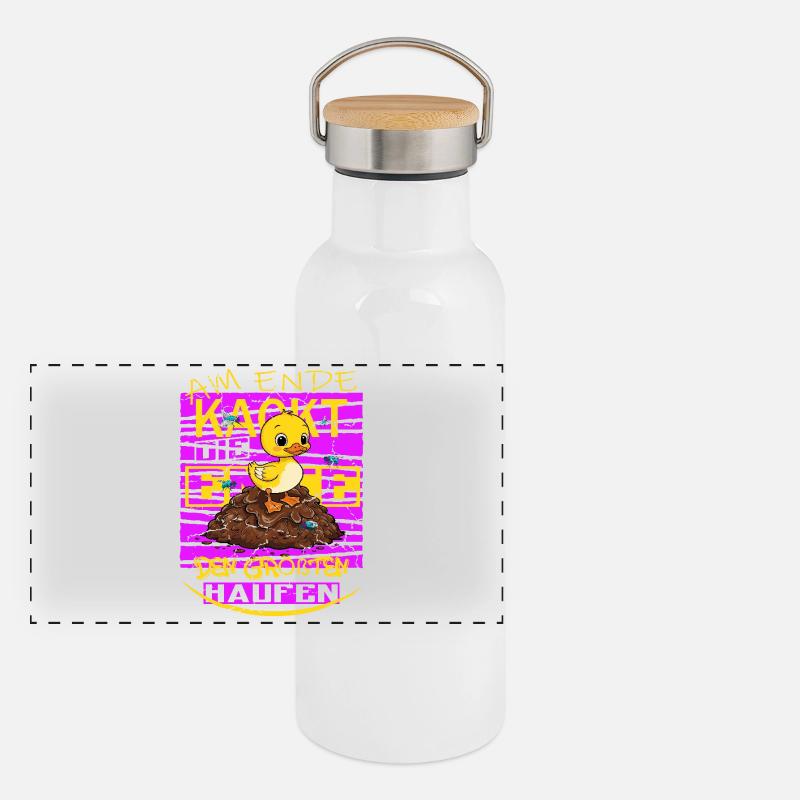 Caca de canard ! Gourde isotherme avec bouchon en bambou