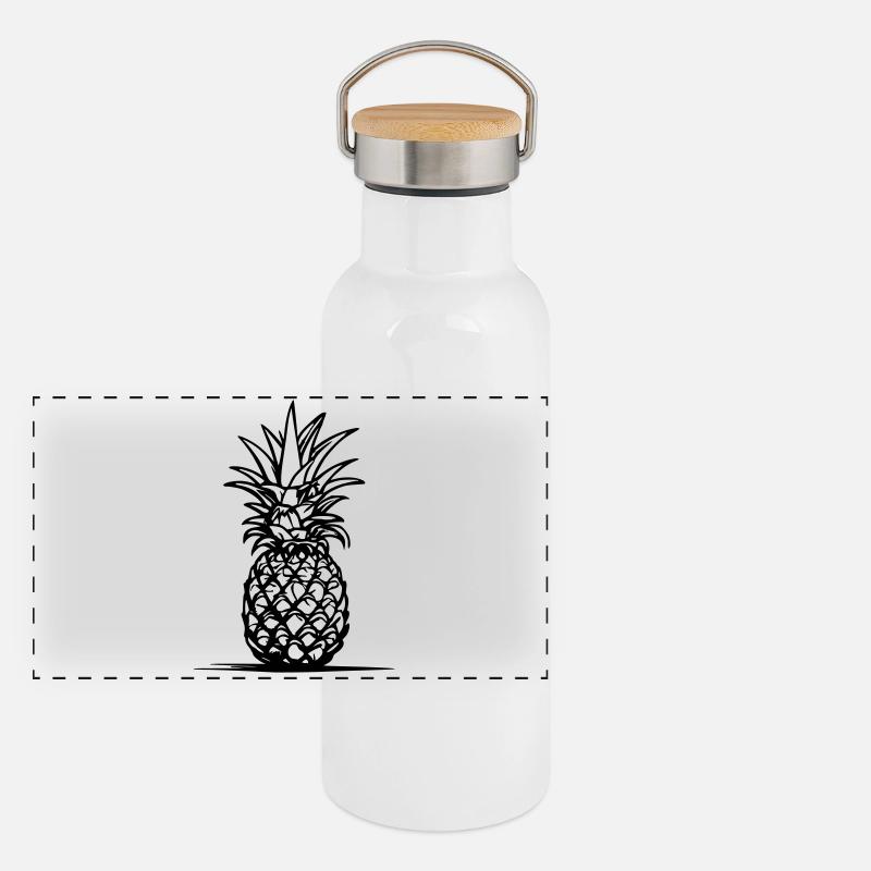 Pineapple Outline – Minimalist Fruit Design Panoramic Thermal Bottle with Bamboo Lid