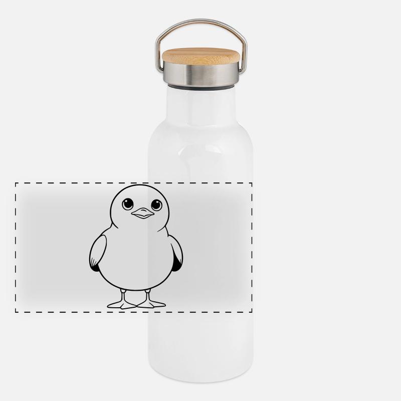 Mouette déconcertée - Conception d’animaux de dessin animé amusante Gourde isotherme avec bouchon en bambou