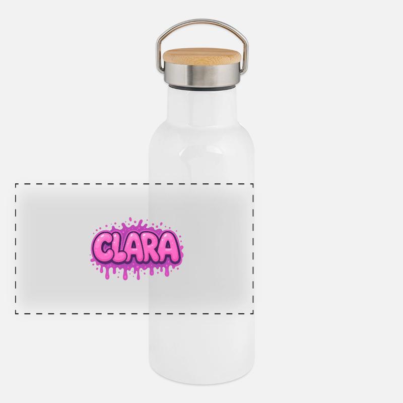 Graffiti CLARA Name Gift Ideal Printable Panoramic Thermal Bottle with Bamboo Lid
