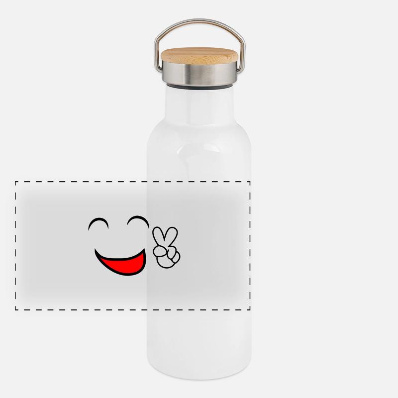 Comic Style Panoramic Thermal Bottle with Bamboo Lid