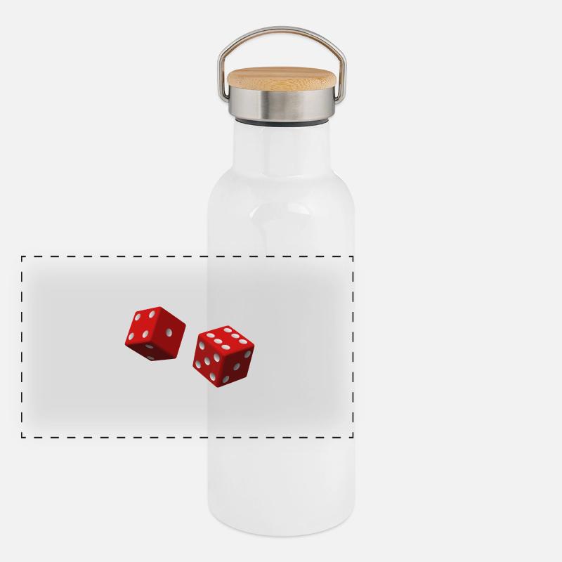 Rote Würfel Panorama Thermosflasche mit Bambusdeckel