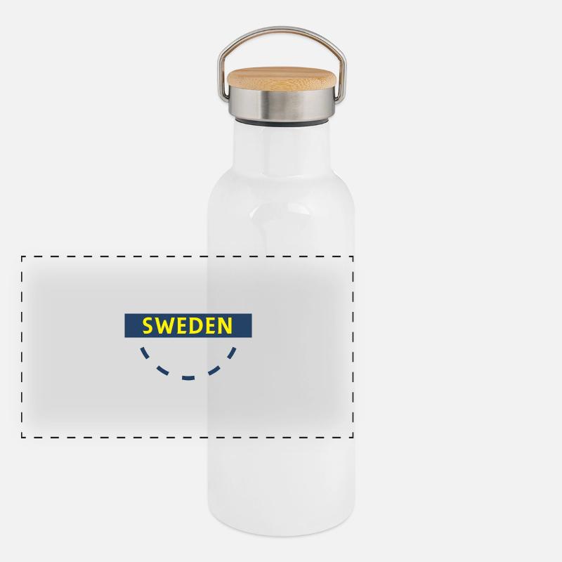 Schweden Kreis Emblem Panorama Thermosflasche mit Bambusdeckel