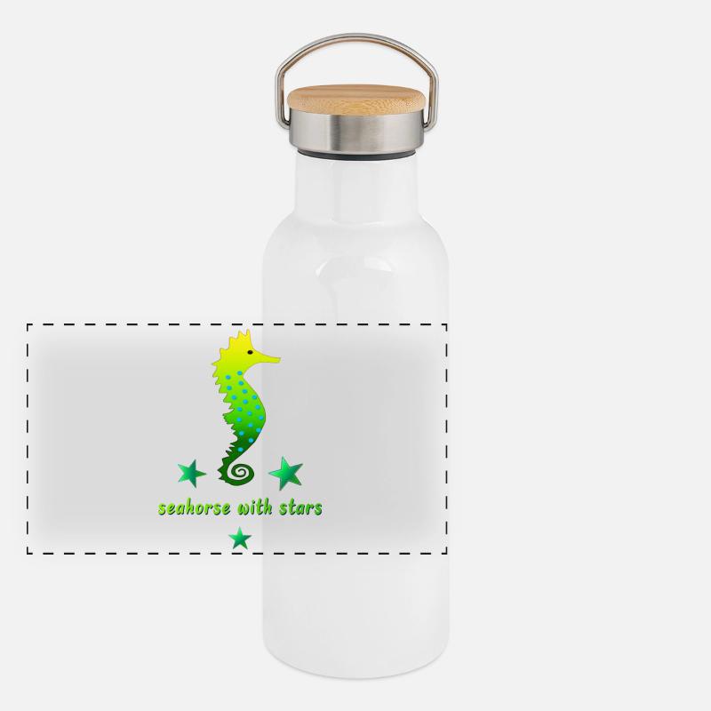 Hippocampe vert avec astérisque Gourde isotherme avec bouchon en bambou