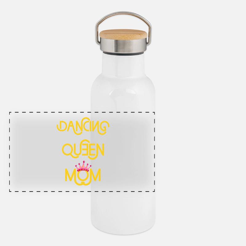 Dancing Queen Mom - Gourde isotherme avec bouchon en bambou - blanc