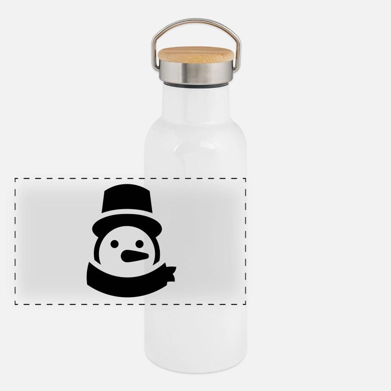 snowman head Panoramic Thermal Bottle with Bamboo Lid