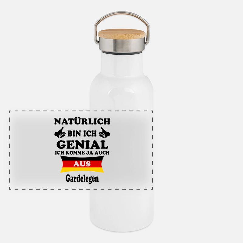 Geschenk Genial komme aus Gardelegen Panorama Thermosflasche mit Bambusdeckel