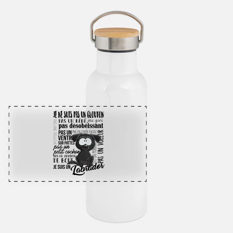 labrador Noir - noirFR Gourde isotherme avec bouchon en bambou