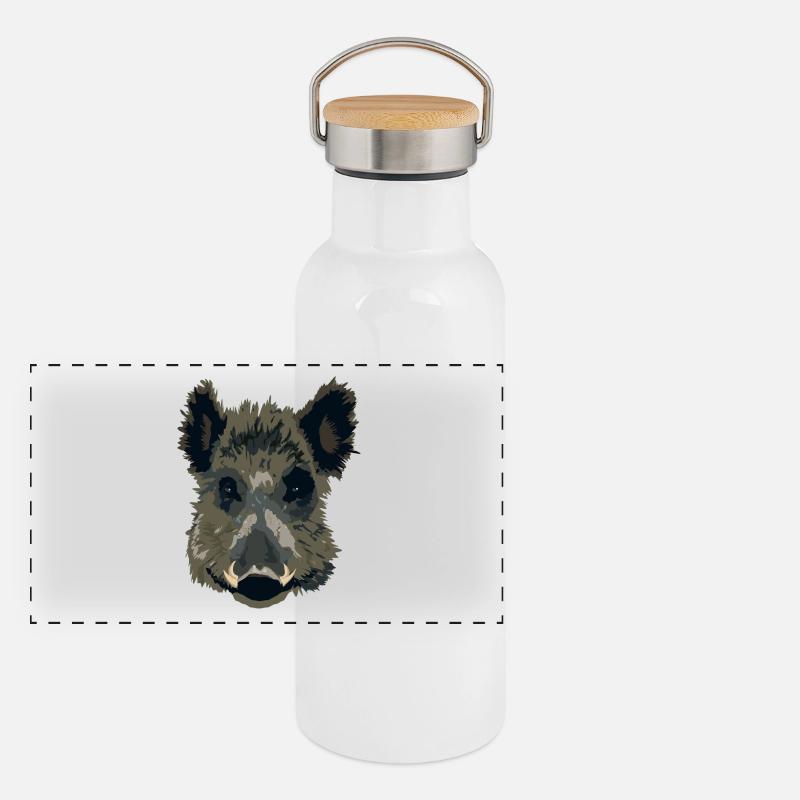 Wilsau oder Wildschwein als Geschenk Panorama Thermosflasche mit Bambusdeckel