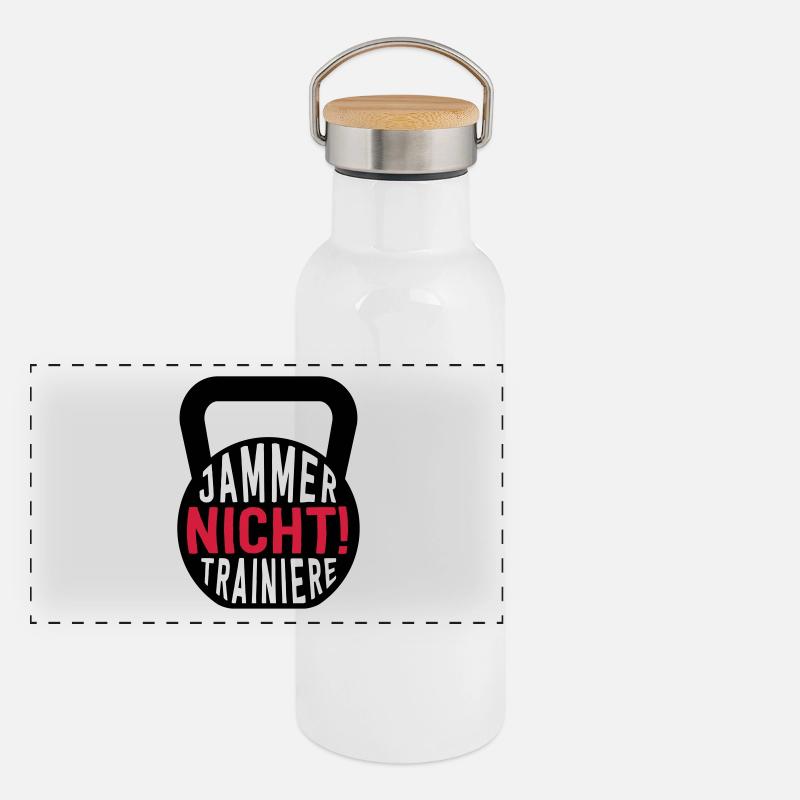 JAMMER NICHT! TRAINIERE Panorama Thermosflasche mit Bambusdeckel