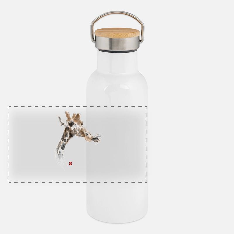 Sketchy Girafe Gourde isotherme avec bouchon en bambou