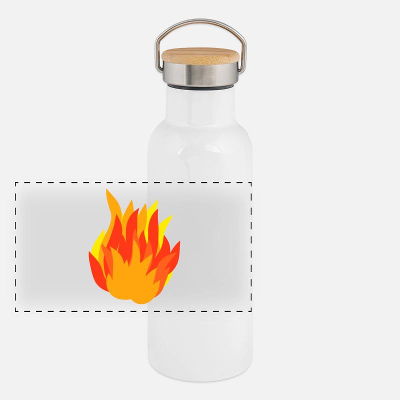 Fire Flame of a Campfire, Gift Idea Panoramic Thermal Bottle with Bamboo Lid
