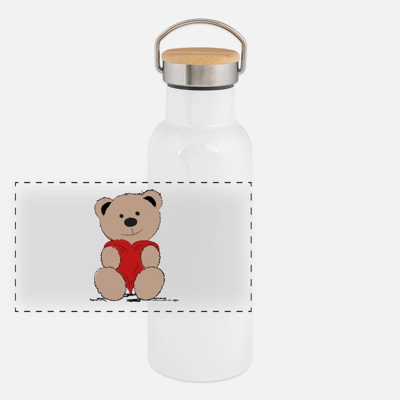 Teddy bear with heart Panoramic Thermal Bottle with Bamboo Lid
