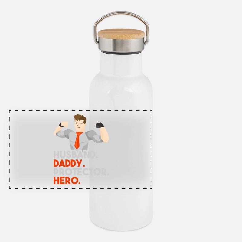 Papa super-héros Gourde isotherme avec bouchon en bambou
