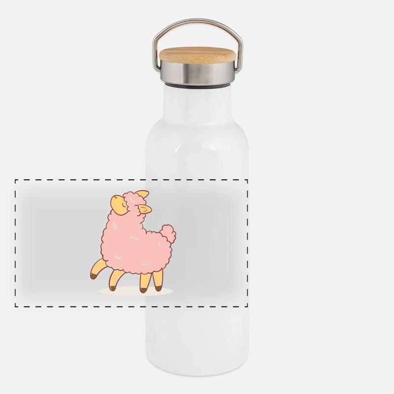 Brebis rose Gourde isotherme avec bouchon en bambou