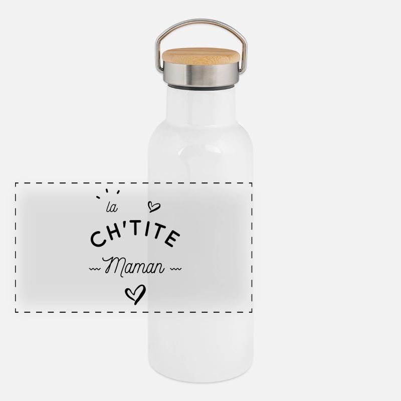 La ch'tite maman Gourde isotherme avec bouchon en bambou