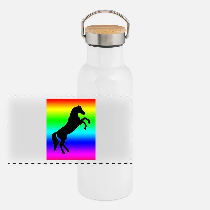 Cheval arc-en-ciel Gourde isotherme avec bouchon en bambou