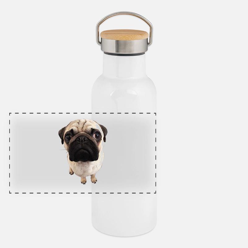Pug views Panoramic Thermal Bottle with Bamboo Lid