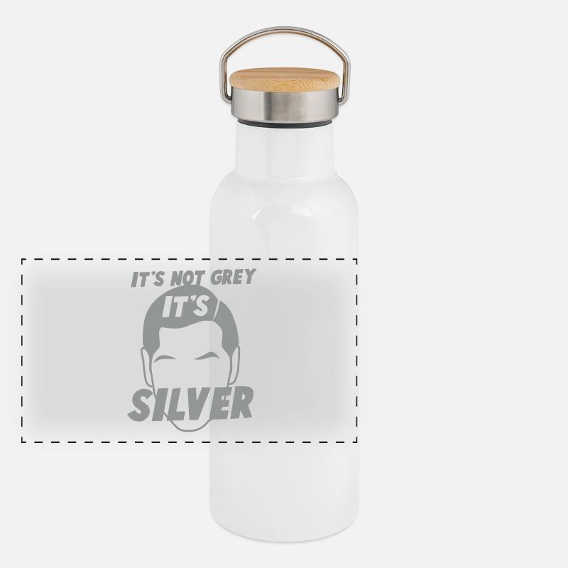 Es ist nicht GREY SILVER es ist Fox mann dad Panorama Thermosflasche mit Bambusdeckel