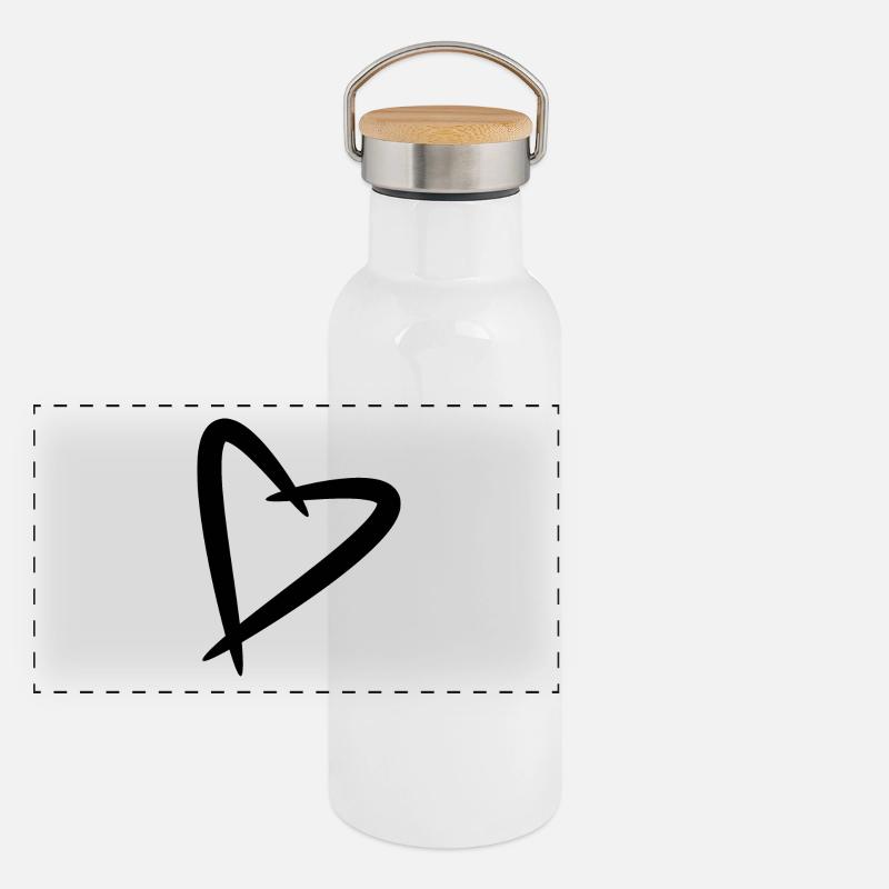 Herz Liebe Design Liebevoll Herzlich neue Variante Panorama Thermosflasche mit Bambusdeckel