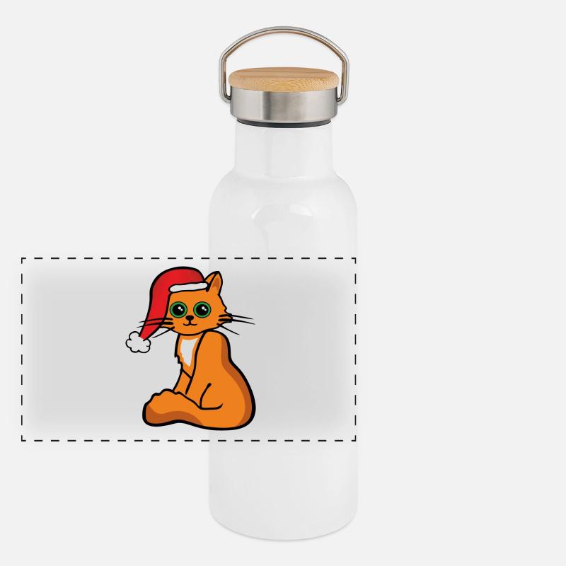 Cute christmas kitten, cat Gourde isotherme avec bouchon en bambou