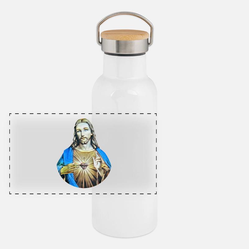 Jesus Christ * Jesus Christus Retro Style Panorama Thermosflasche mit Bambusdeckel