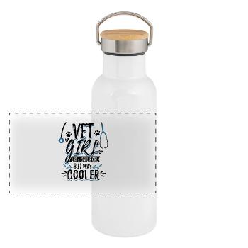 Vétérinaire - Dicton pour l’assistant vétérinaire - Gourde isotherme avec bouchon en bambou - blanc - Devant