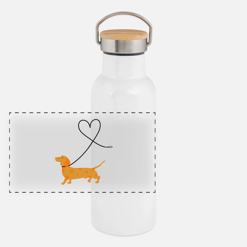 Dackel Panorama Thermosflasche mit Bambusdeckel