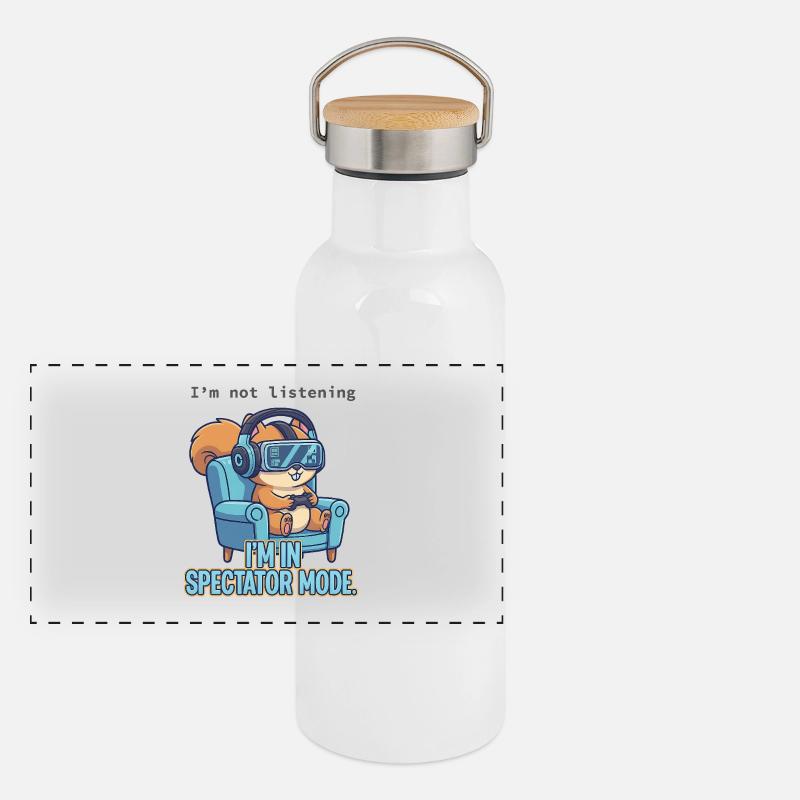 Die Aufmerksamkeit ist woanders Panorama Thermosflasche mit Bambusdeckel