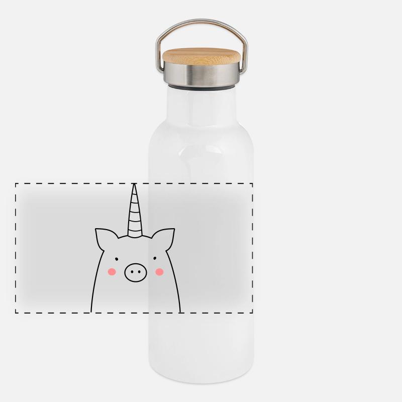 idée cadeau drôle de truie cochon licorne Gourde isotherme avec bouchon en bambou