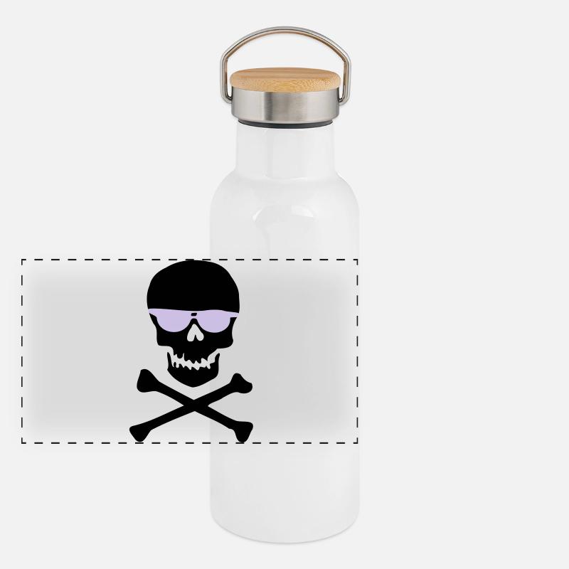 Violette Minimal Sonnenbrillen-Silhouette Panorama Thermosflasche mit Bambusdeckel