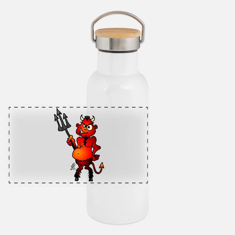 Diable rouge gras Gourde isotherme avec bouchon en bambou