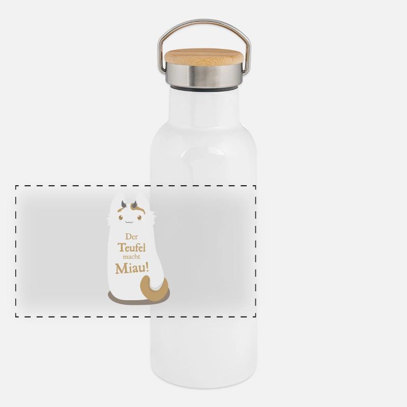Miau Panorama Thermosflasche mit Bambusdeckel
