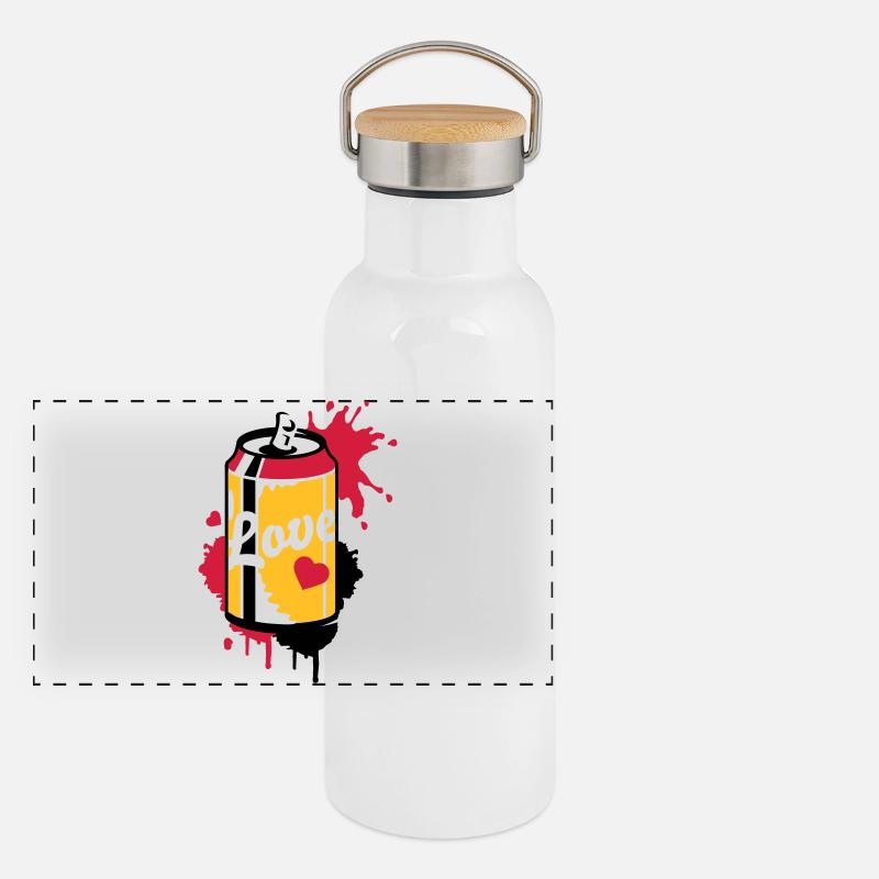 geöffnete Getränkedose im Graffiti Stil Panorama Thermosflasche mit Bambusdeckel