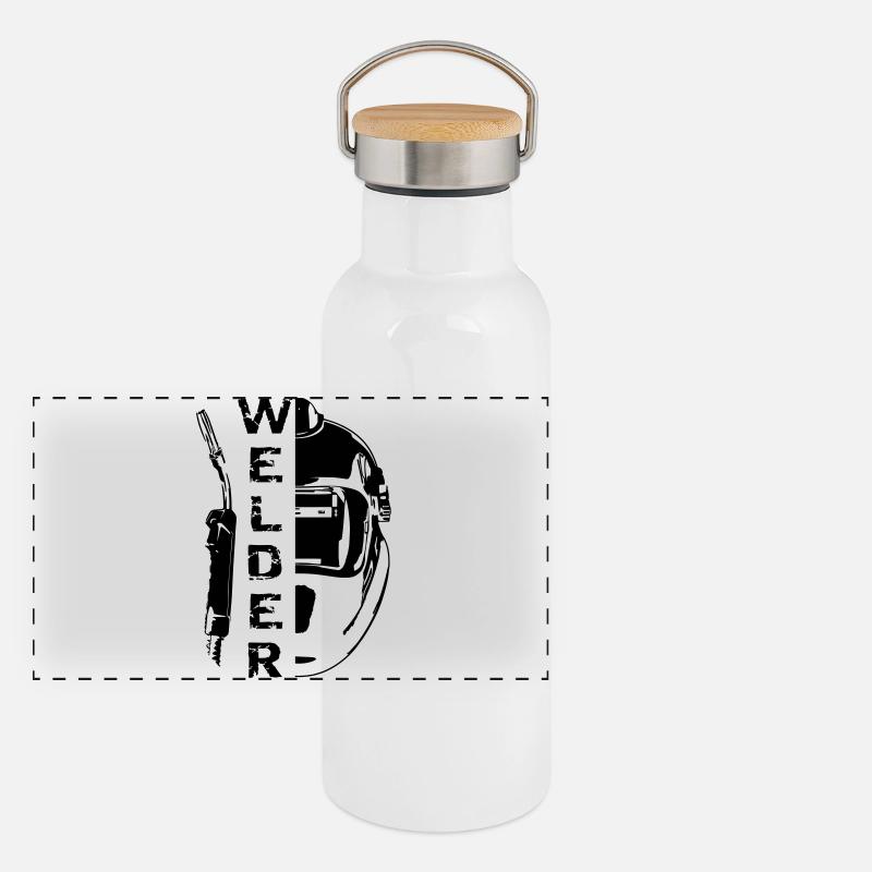 Welding Welder Panorama Thermosflasche mit Bambusdeckel