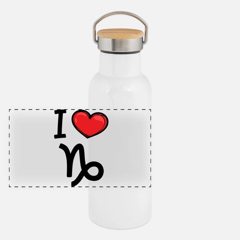 Aberglaube Horoskop Statement Steinbock Tierkreis Panorama Thermosflasche mit Bambusdeckel