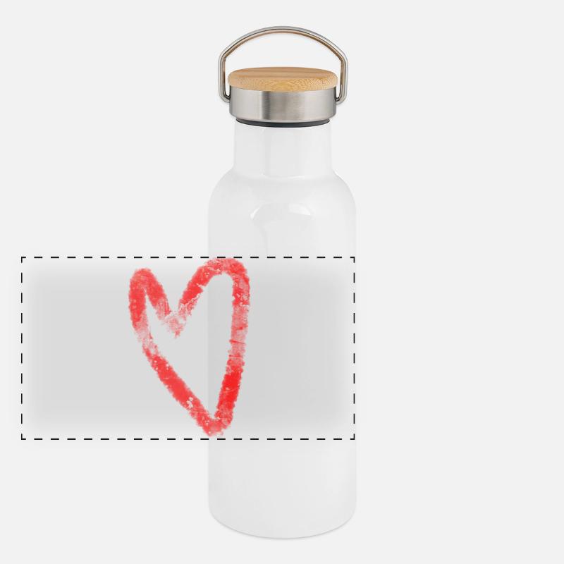 Perfektes unvollkommenes Herz Panorama Thermosflasche mit Bambusdeckel