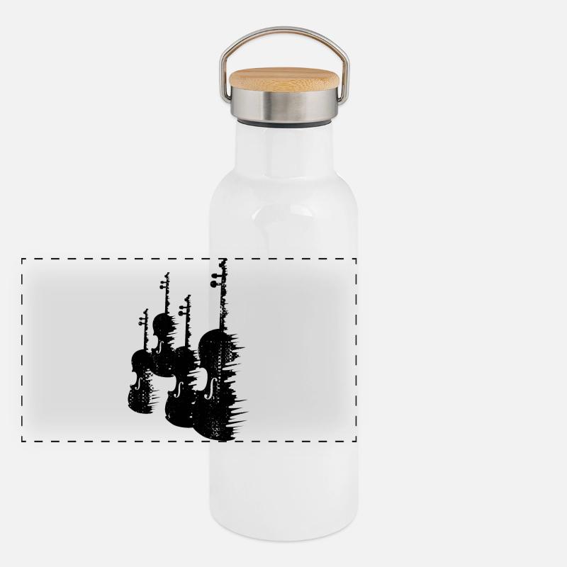 Geigen Panorama Thermosflasche mit Bambusdeckel