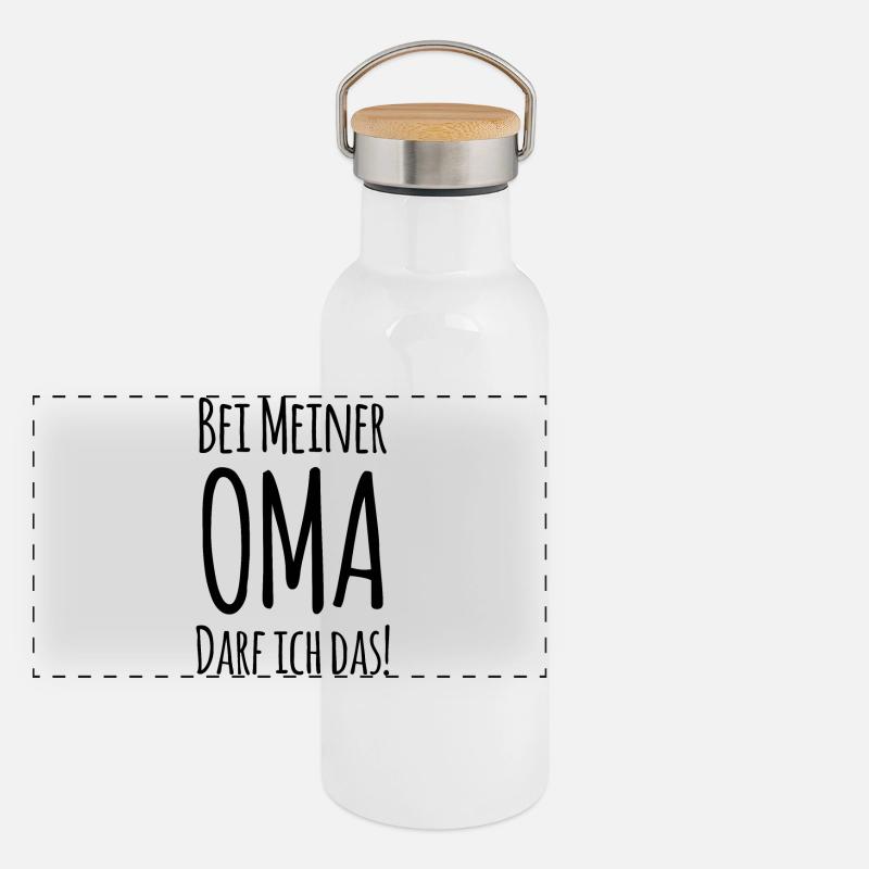 Bei Oma darf ich das! Panorama Thermosflasche mit Bambusdeckel