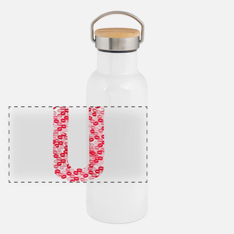 Buchstabe U - Kussgeschenk Panorama Thermosflasche mit Bambusdeckel