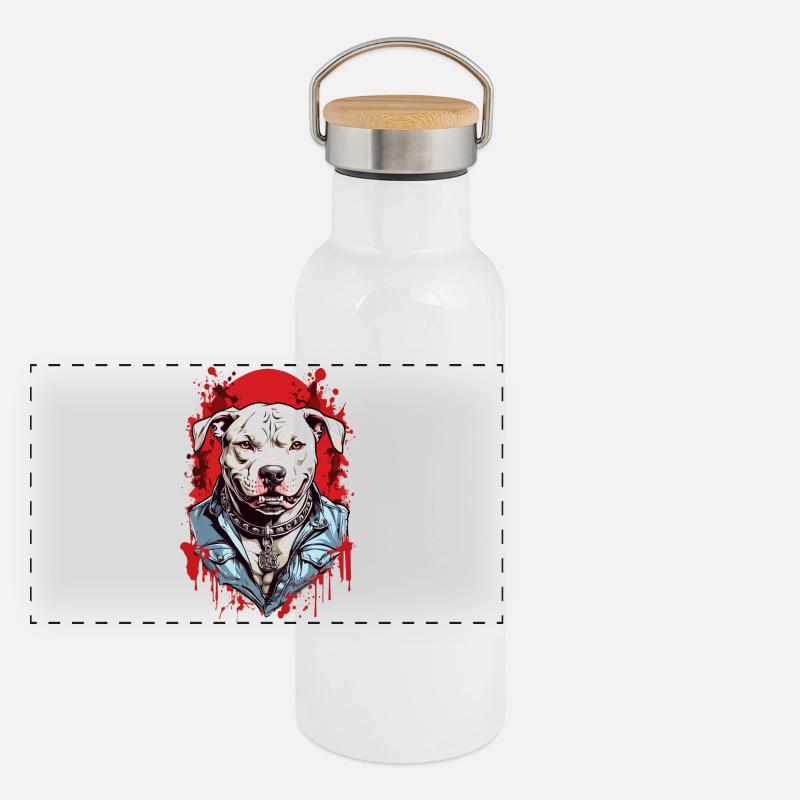Hunderasse Pitbulls Panorama Thermosflasche mit Bambusdeckel