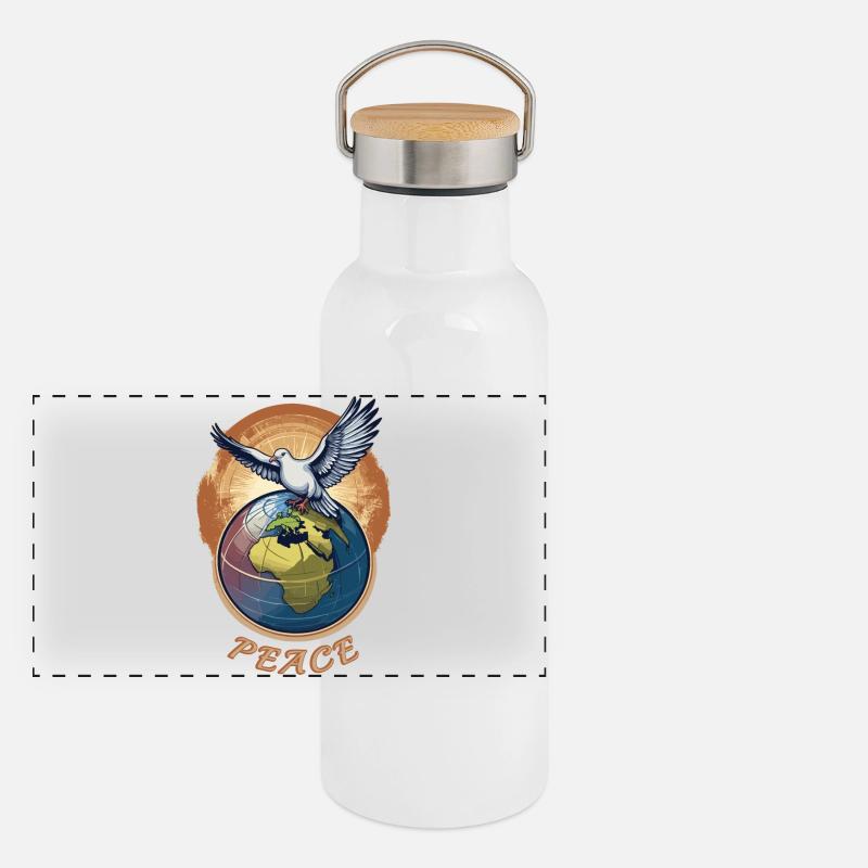 Weltfrieden auf der Erde Panorama Thermosflasche mit Bambusdeckel