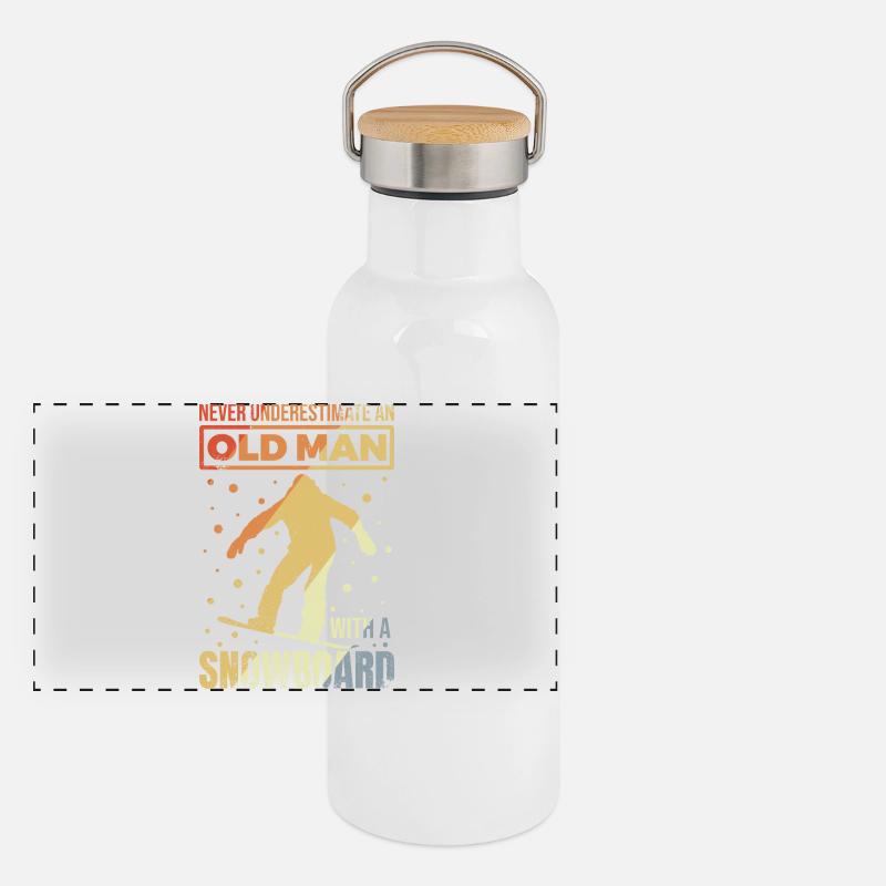 Snowboard Grandpa Panoramic Thermal Bottle with Bamboo Lid