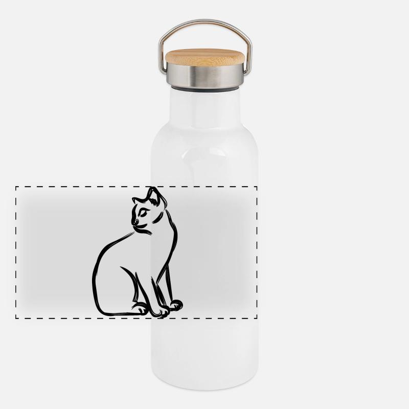 Chat Gourde isotherme avec bouchon en bambou